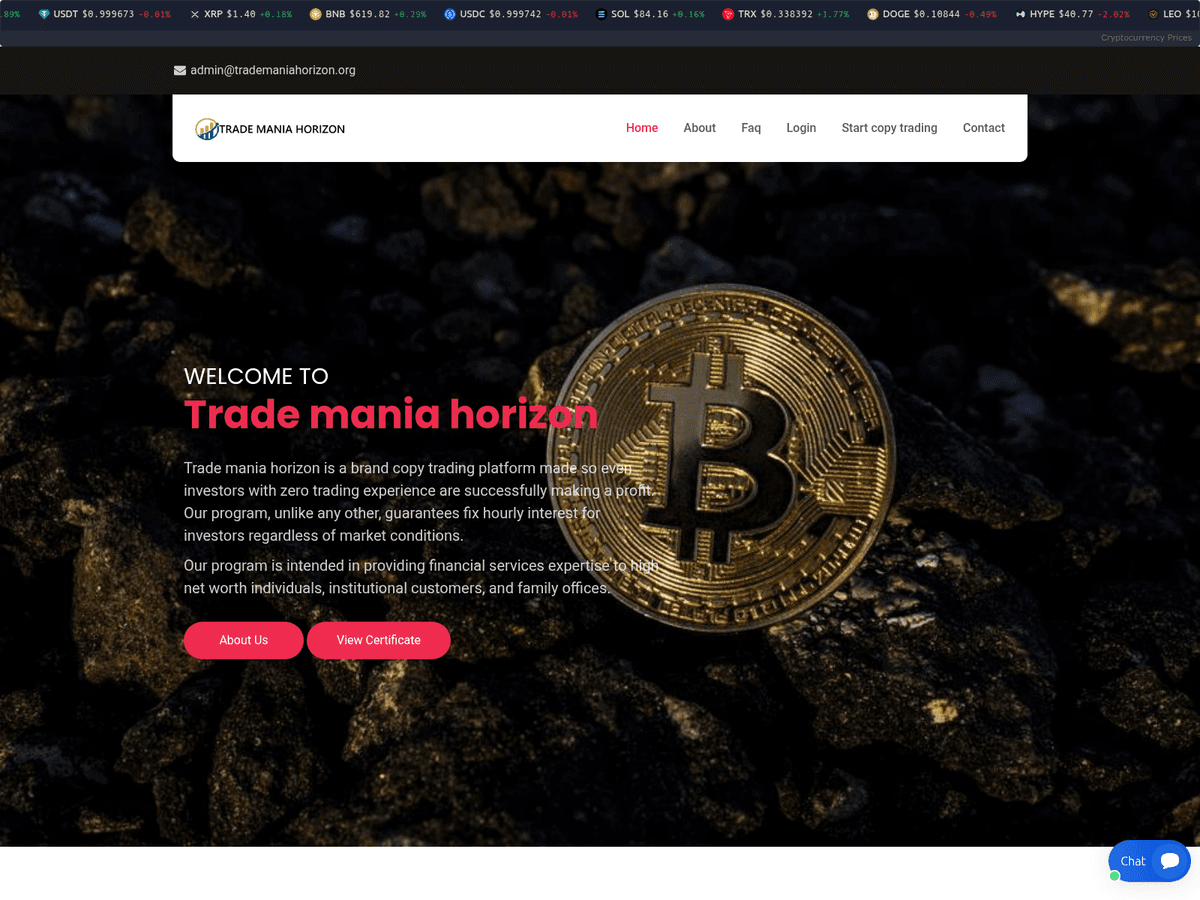 Screenshot der Webseite Trademaniahorizon (trademaniahorizon.org)