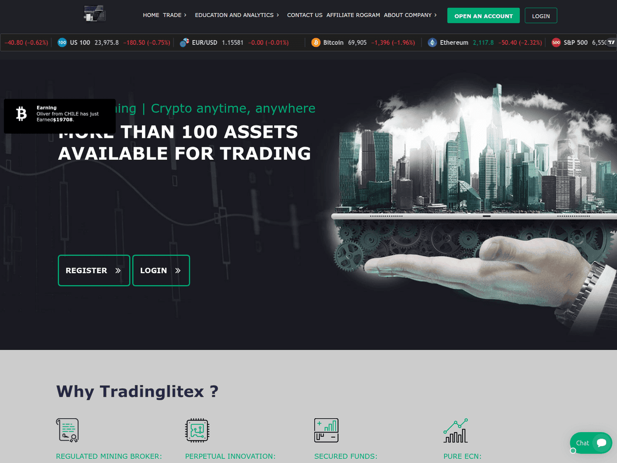Screenshot der Webseite Trdinglitex (trdinglitex.com)