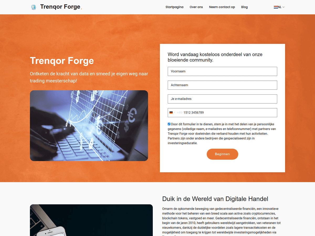 Screenshot der Webseite Trenqorforge (trenqorforge.net)