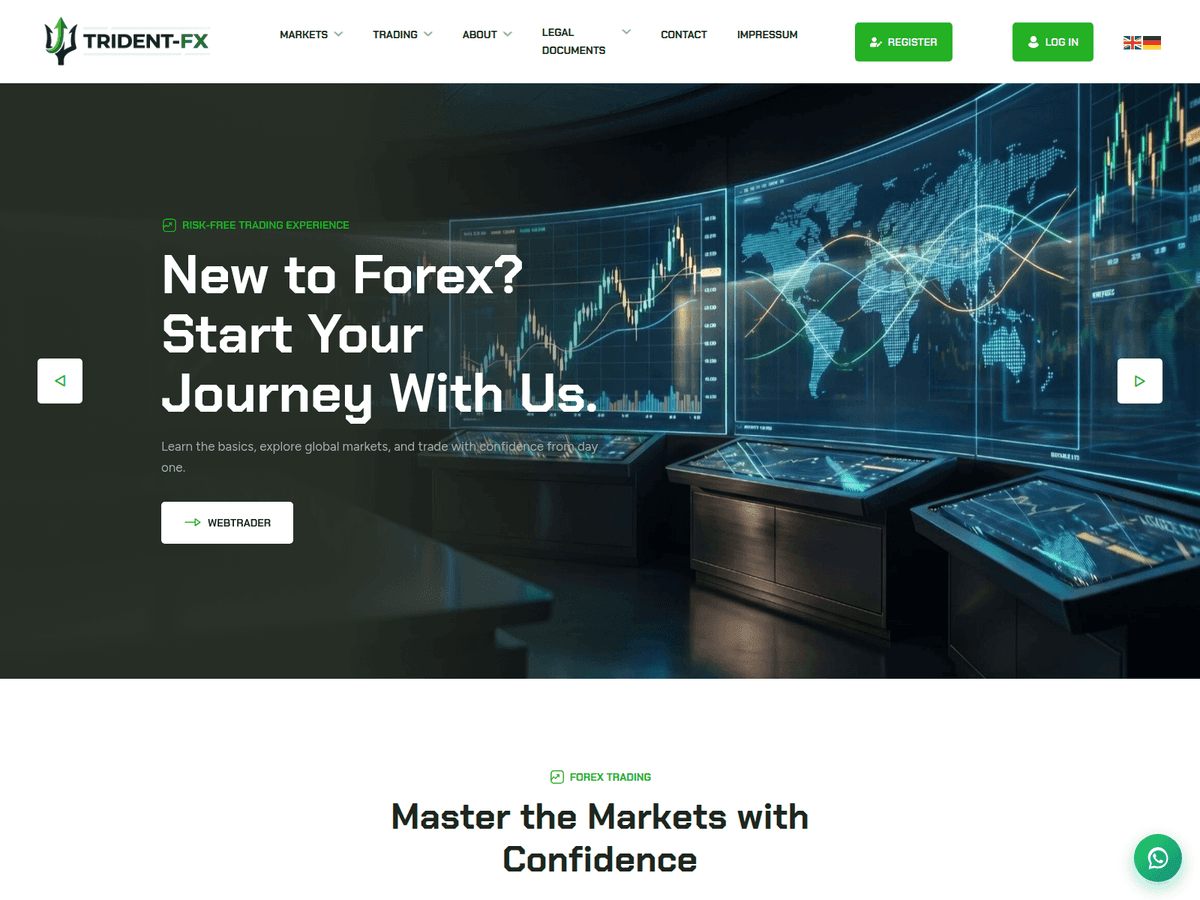 Screenshot der Webseite Trident Fx (trident-fx.com)