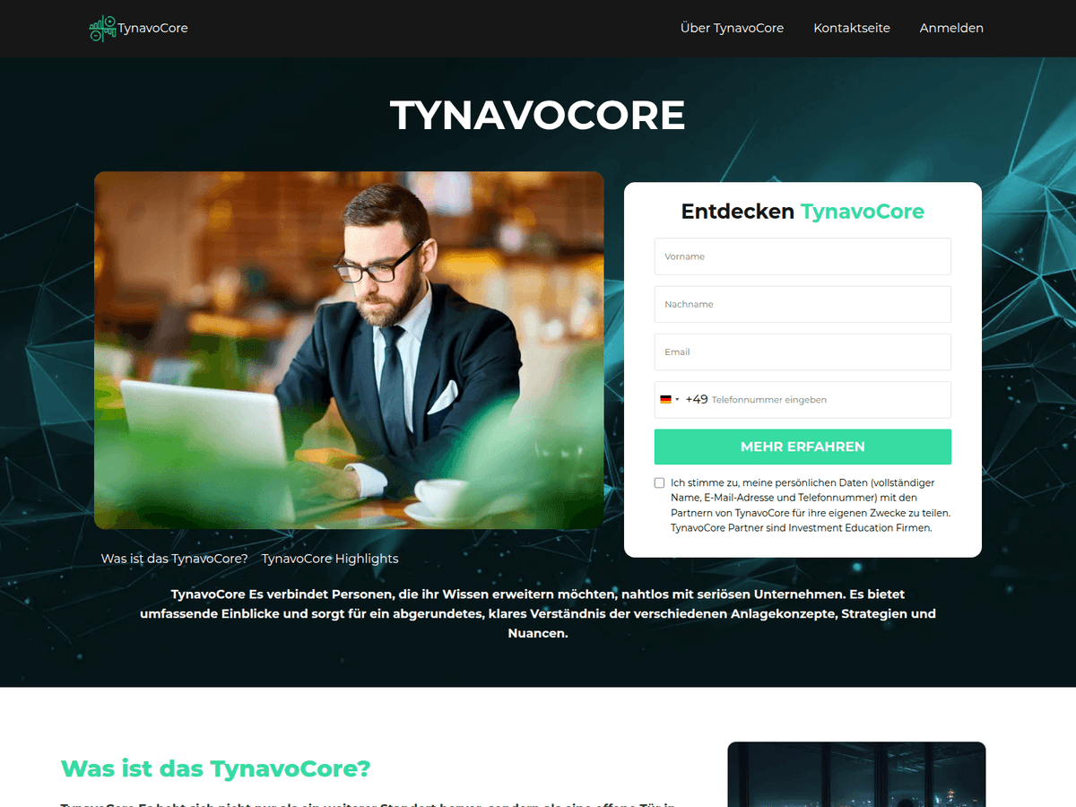 Screenshot der Webseite Tynavocore Systems (tynavocore-systems.de)