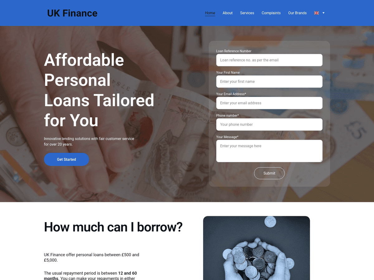 Screenshot der Webseite Ukfinance (ukfinance.online)