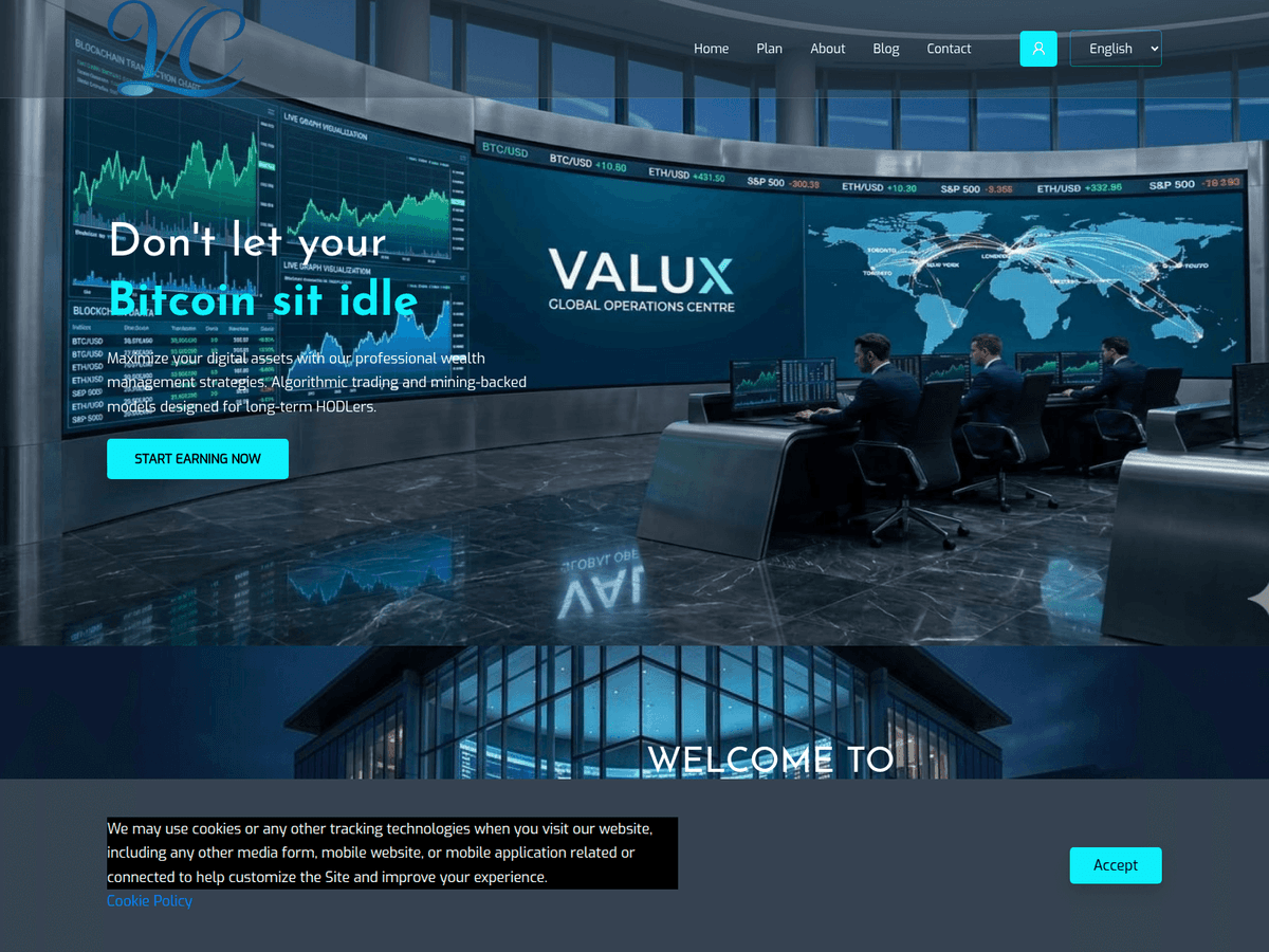 Screenshot der Webseite Valuxcapitals (valuxcapitals.com)