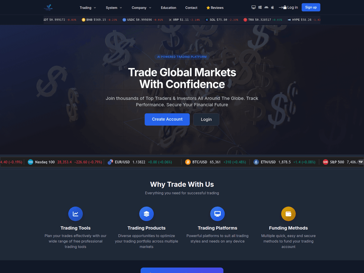 Screenshot der Webseite Vextotradegroup (vextotradegroup.net)