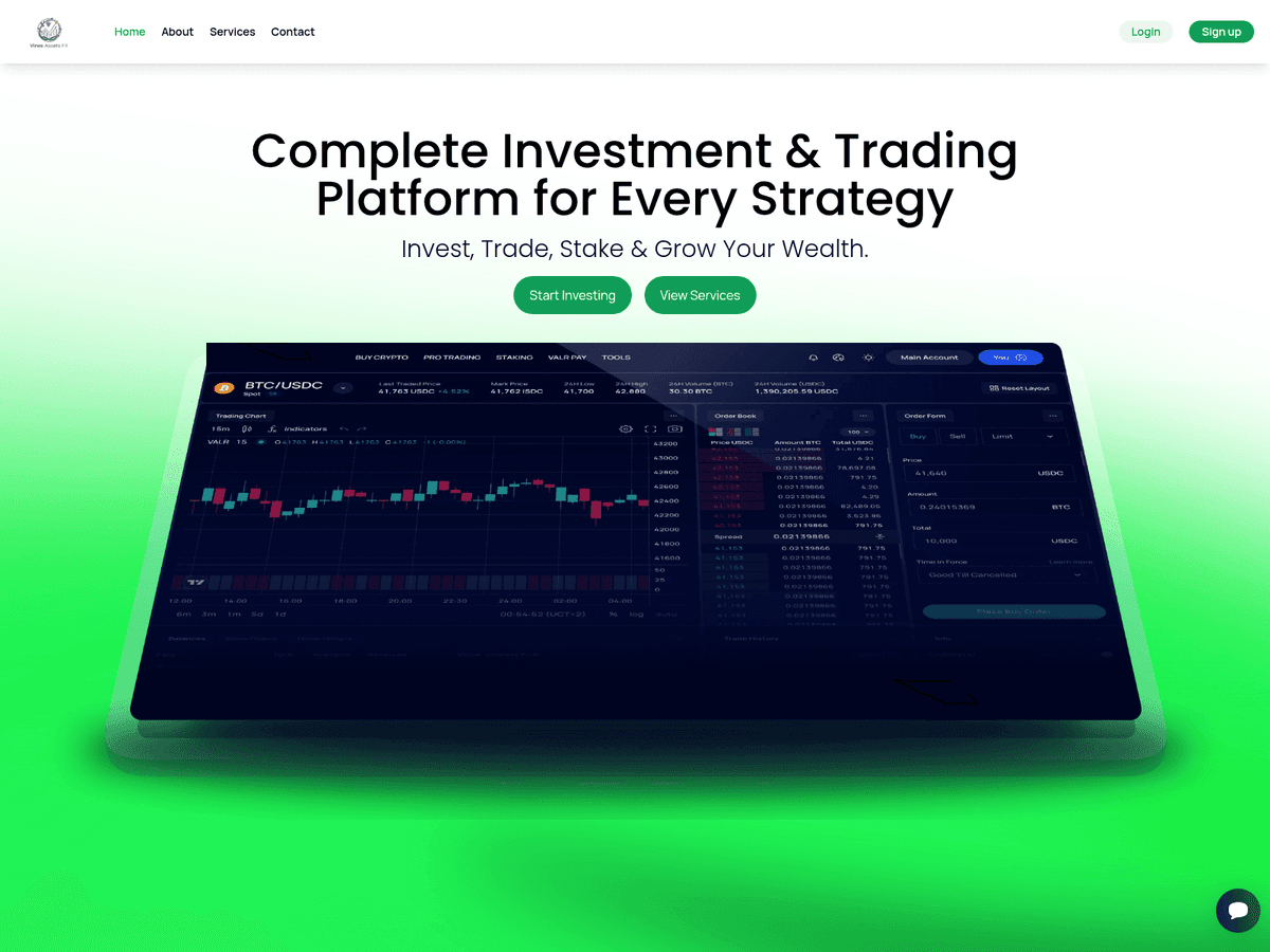 Screenshot der Webseite Vinesassets (vinesassets.com)