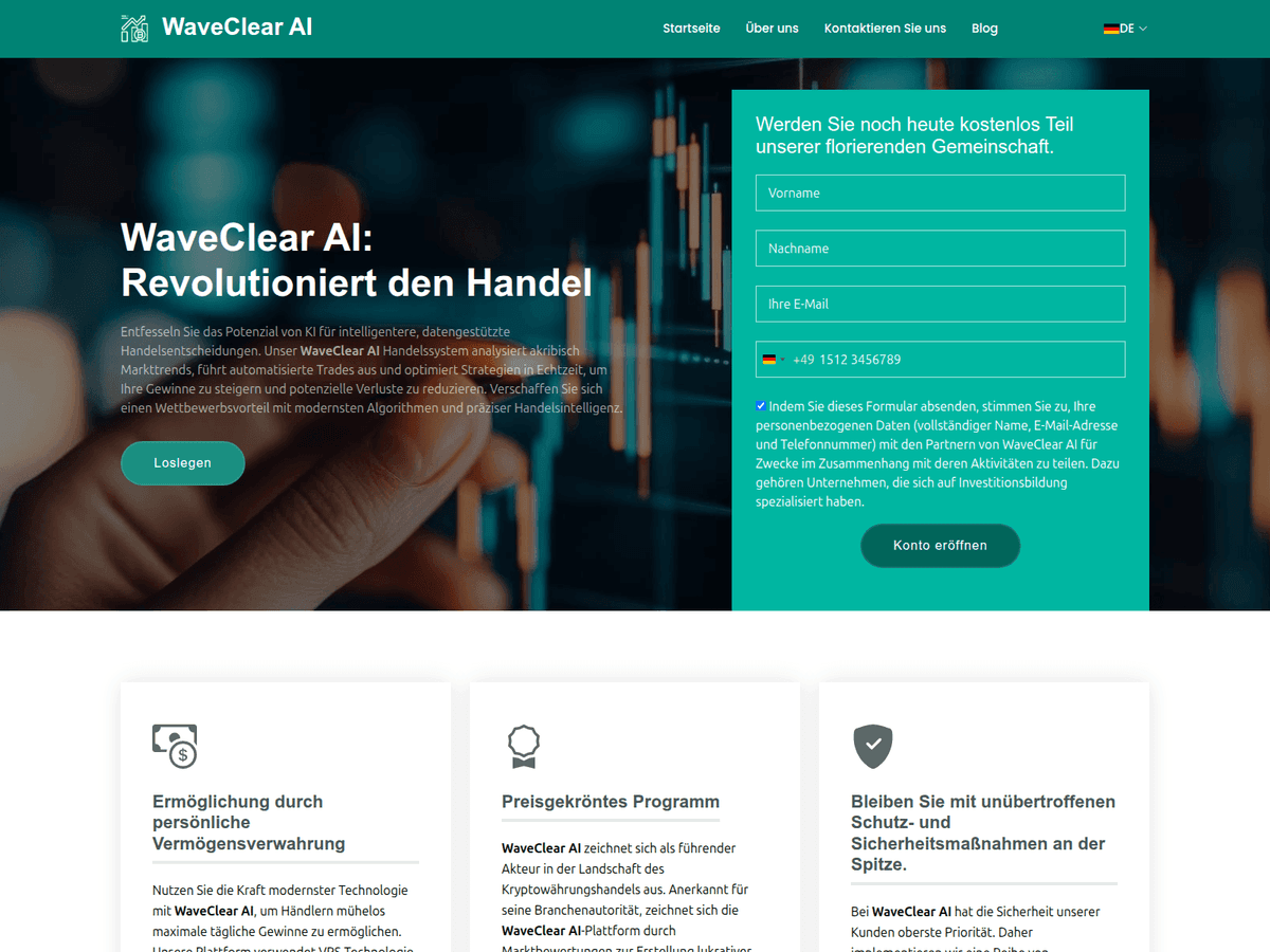 Screenshot der Webseite Waveclearai (waveclearai.com)