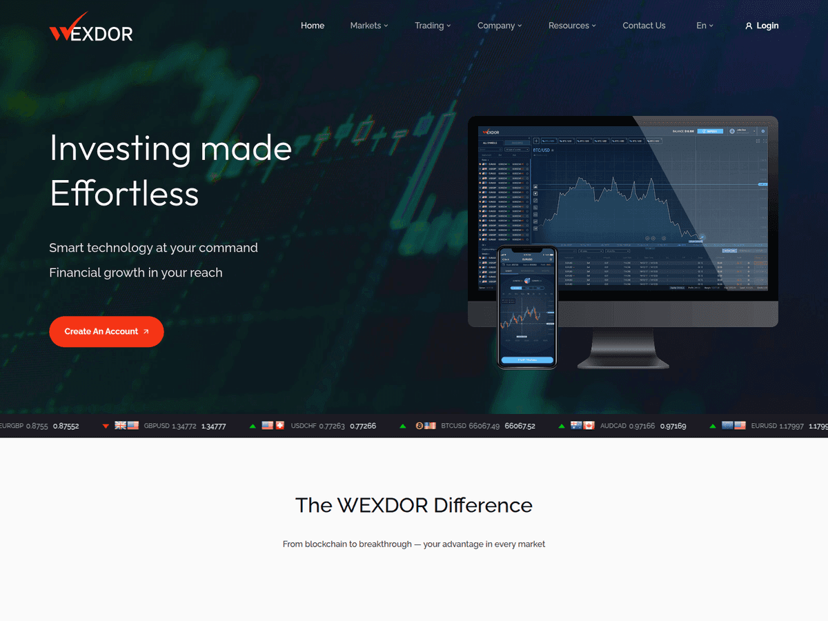 Screenshot der Webseite Wexdor (wexdor.com)