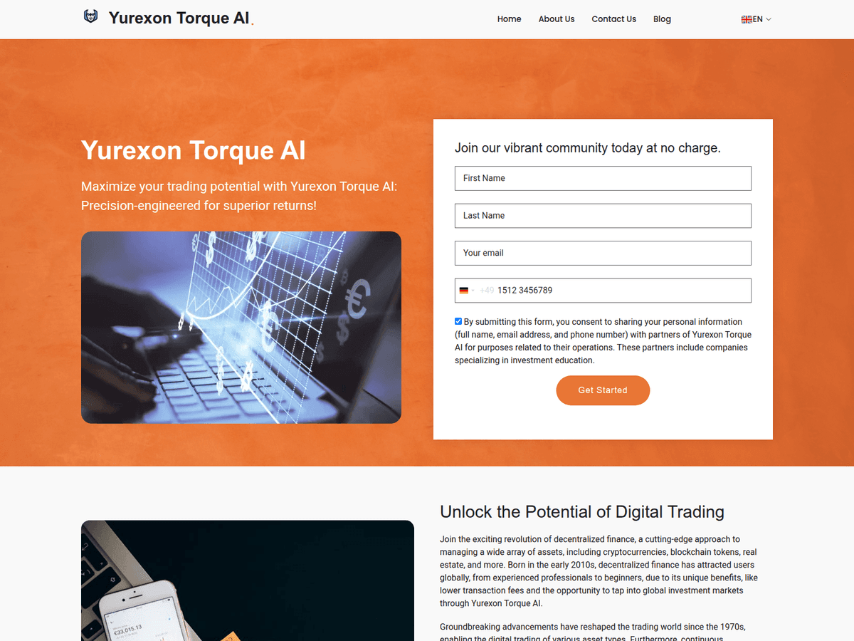Screenshot der Webseite Yurexon Torque Ai (yurexon-torque-ai.net)