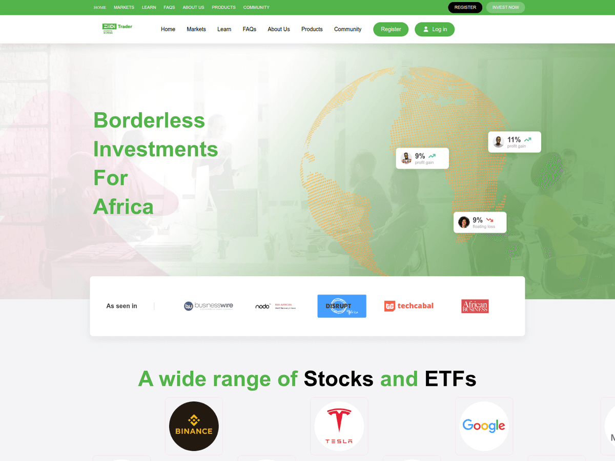 Screenshot der Webseite Ziidi (ziidi.trade)