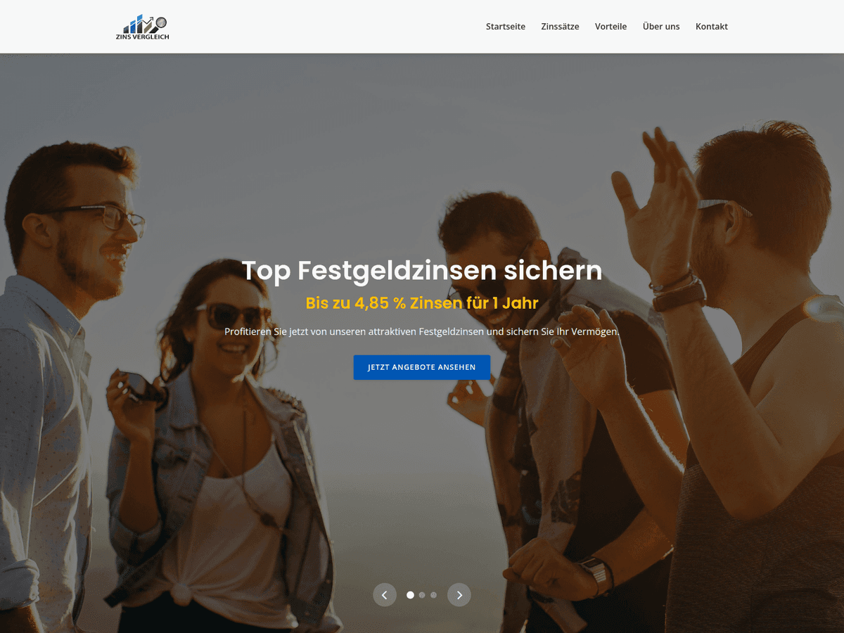 Screenshot der Webseite Zinsvergleich365 (zinsvergleich365.de)