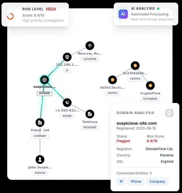 Osentix Ermittlungssoftware - Domain-Analyse und Netzwerkvisualisierung