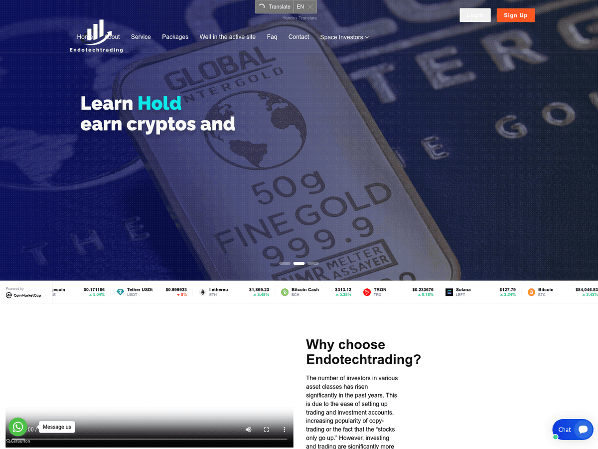 Screenshot von Endotechtrading