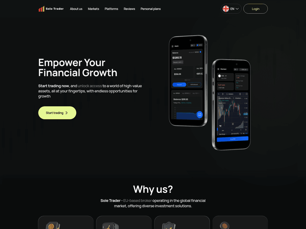 Screenshot der Webseite Solotraderco (solotraderco.com)