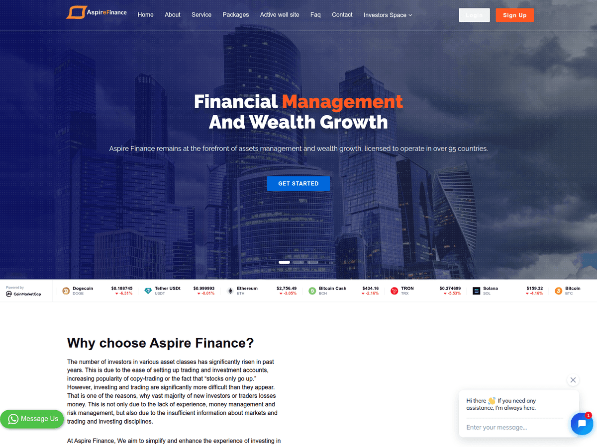 Screenshot von Aspirecapitalhub