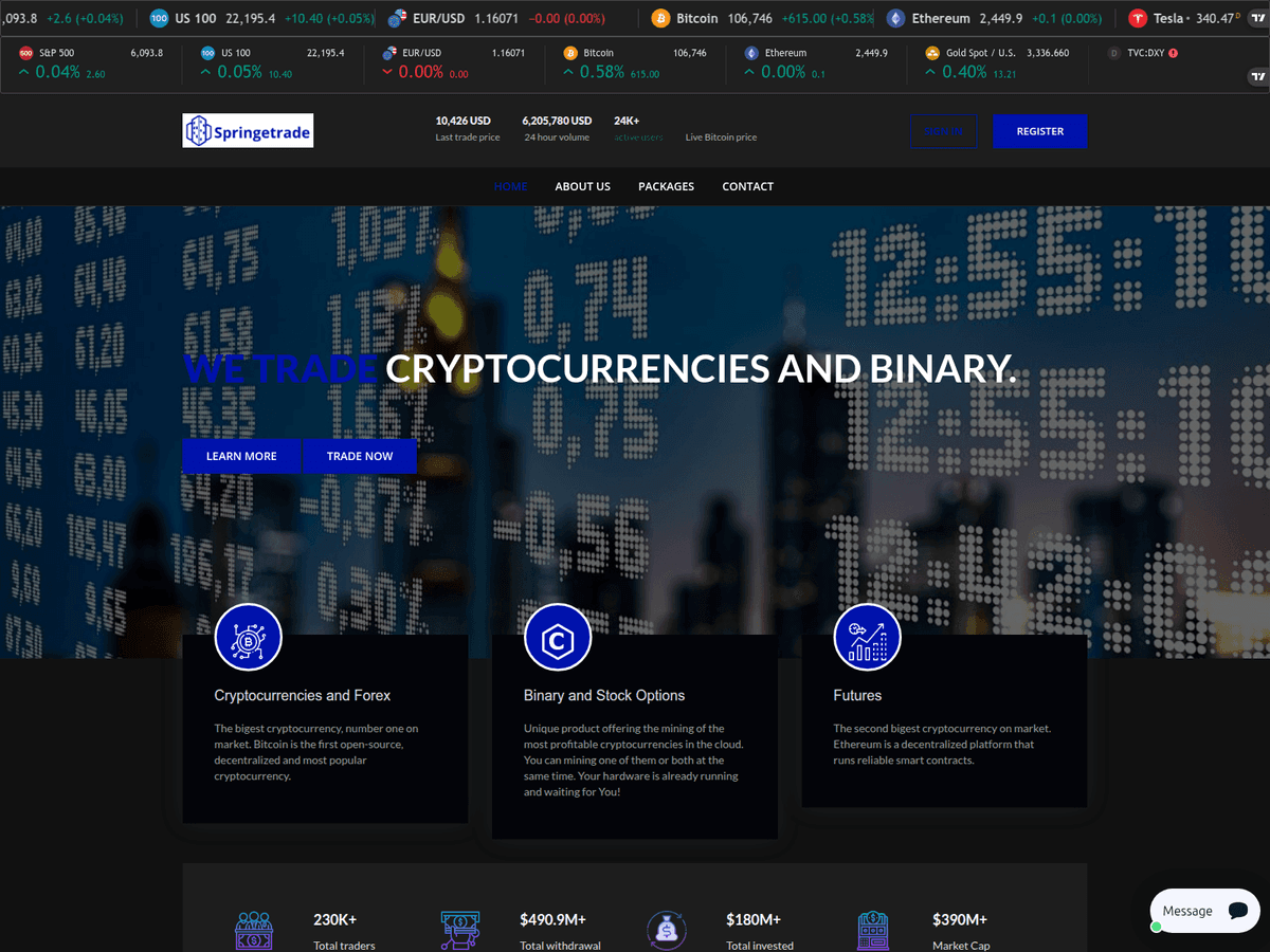 Screenshot der Webseite Springetrade (springetrade.org)