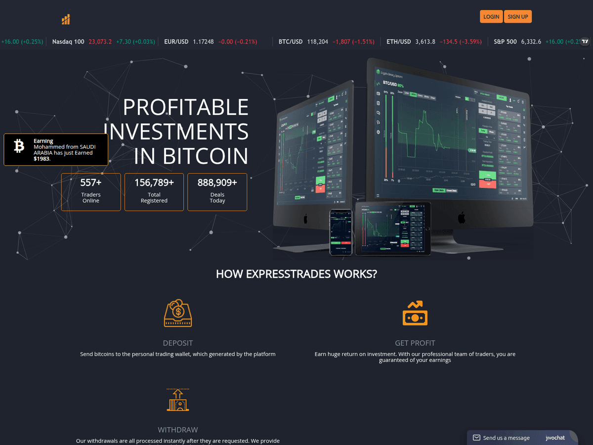 Screenshot der Webseite Expresstrades (expresstrades.online)