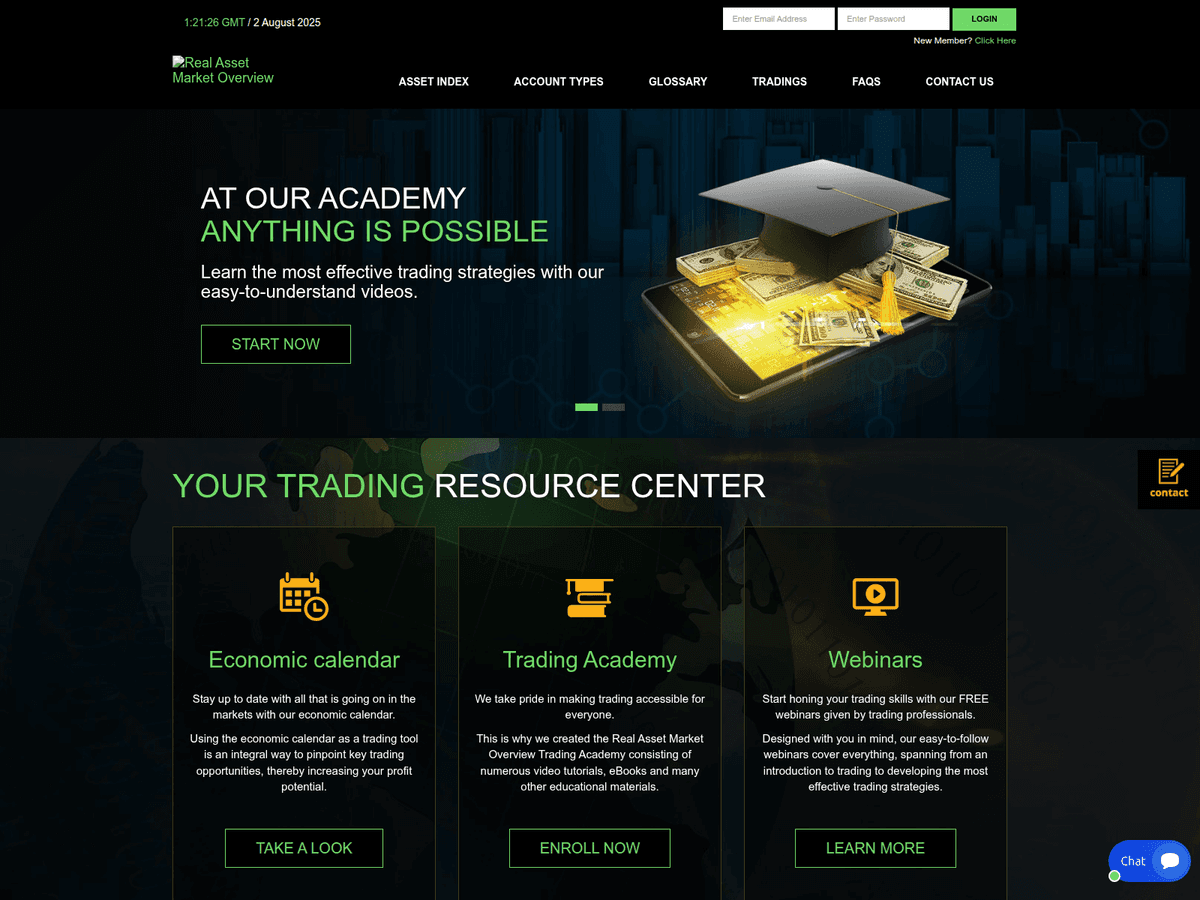 Screenshot der Webseite Realassetmarket (realassetmarket.biz)