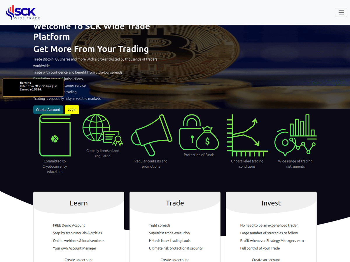 Screenshot von Sckwidetrade