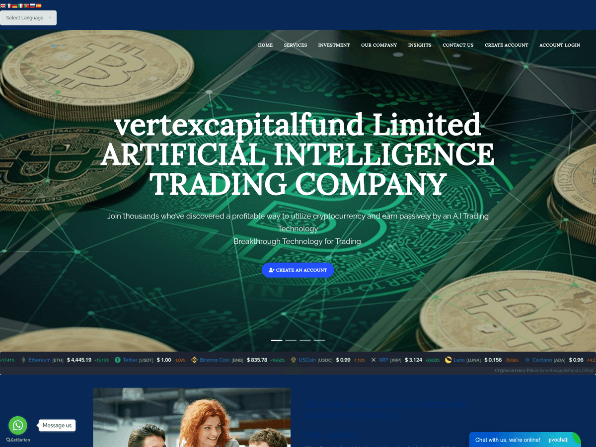 Screenshot von Vertexcapitalfund