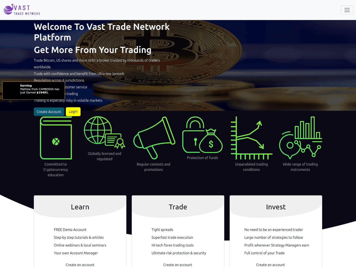 Screenshot von Vasttradenetwork