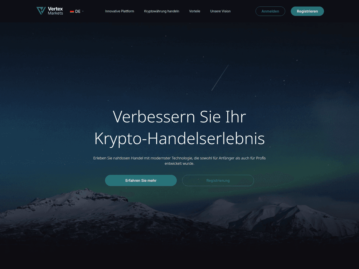 Screenshot der Webseite Vertexmarkets1 (vertexmarkets1.io)
