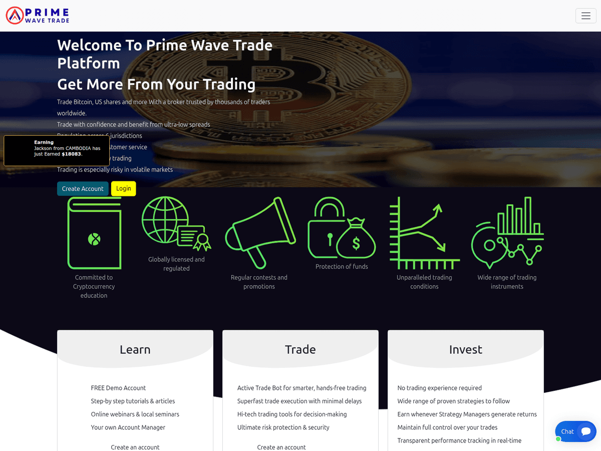 Screenshot von Primewavetrade