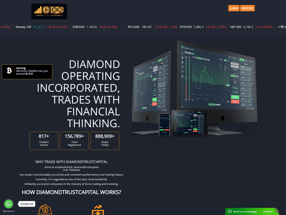 Screenshot der Webseite Diamondtrustcapital (diamondtrustcapital.online)