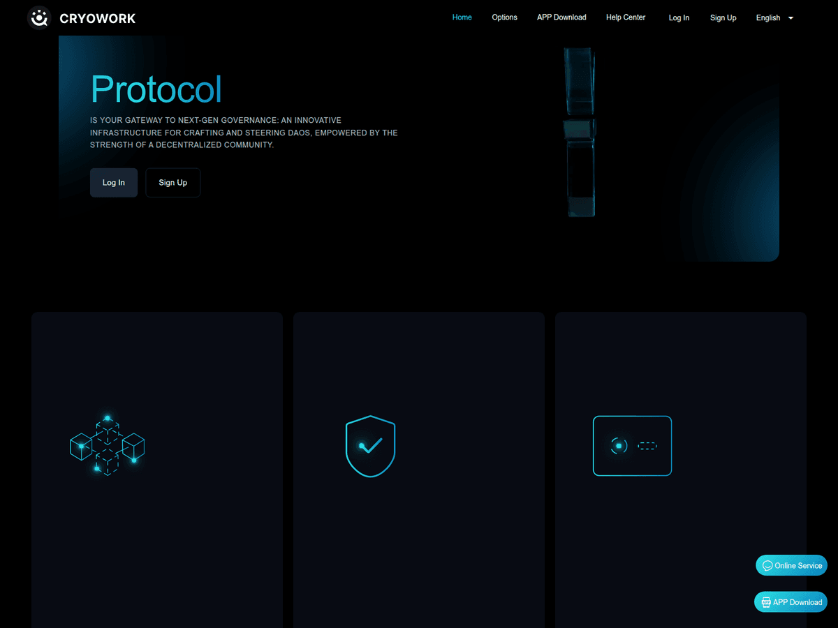 Screenshot der Webseite Cryoworkace (cryoworkace.top)