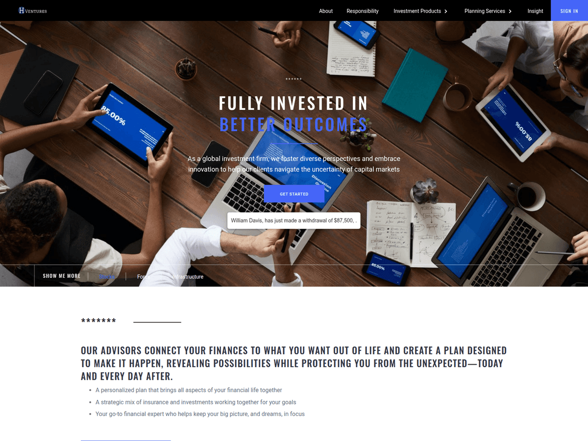 Screenshot der Webseite Hventures (hventures.ca)