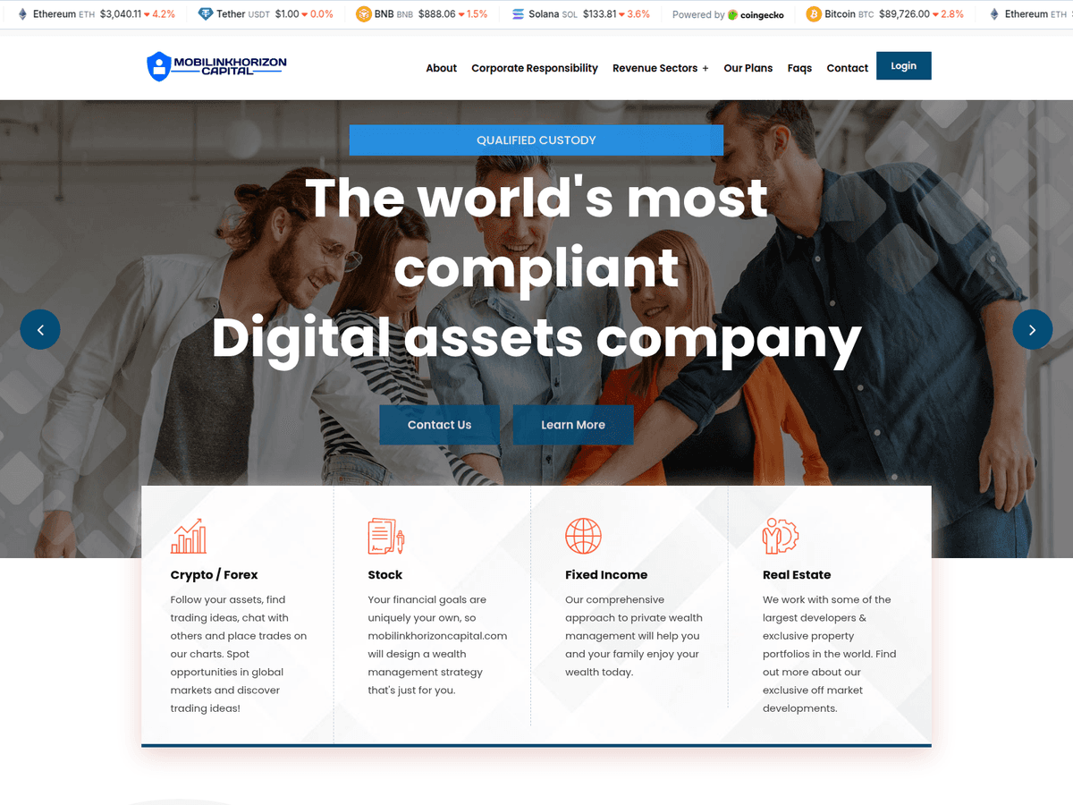 Screenshot von Mobilinkhorizoncapital