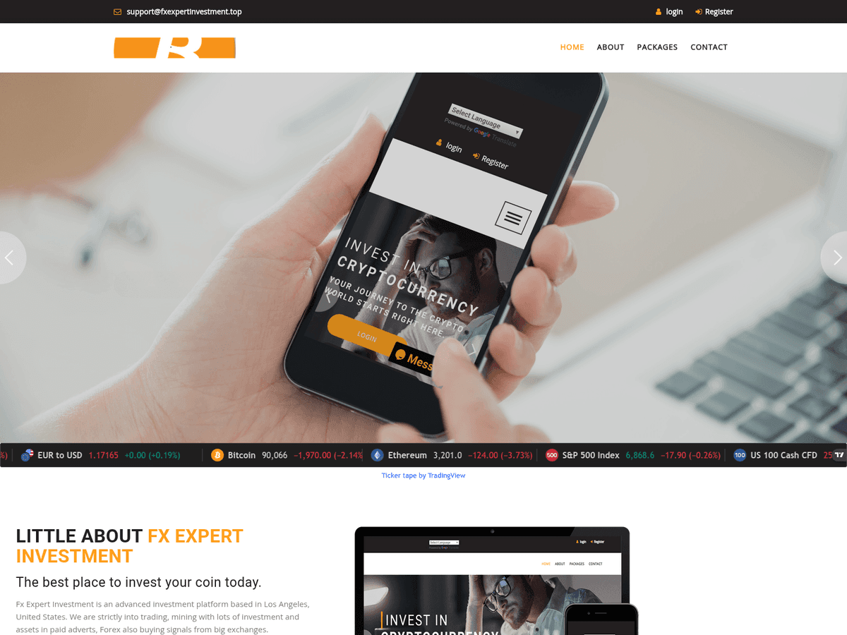 Screenshot der Webseite Fxexpertinvestment (fxexpertinvestment.top)