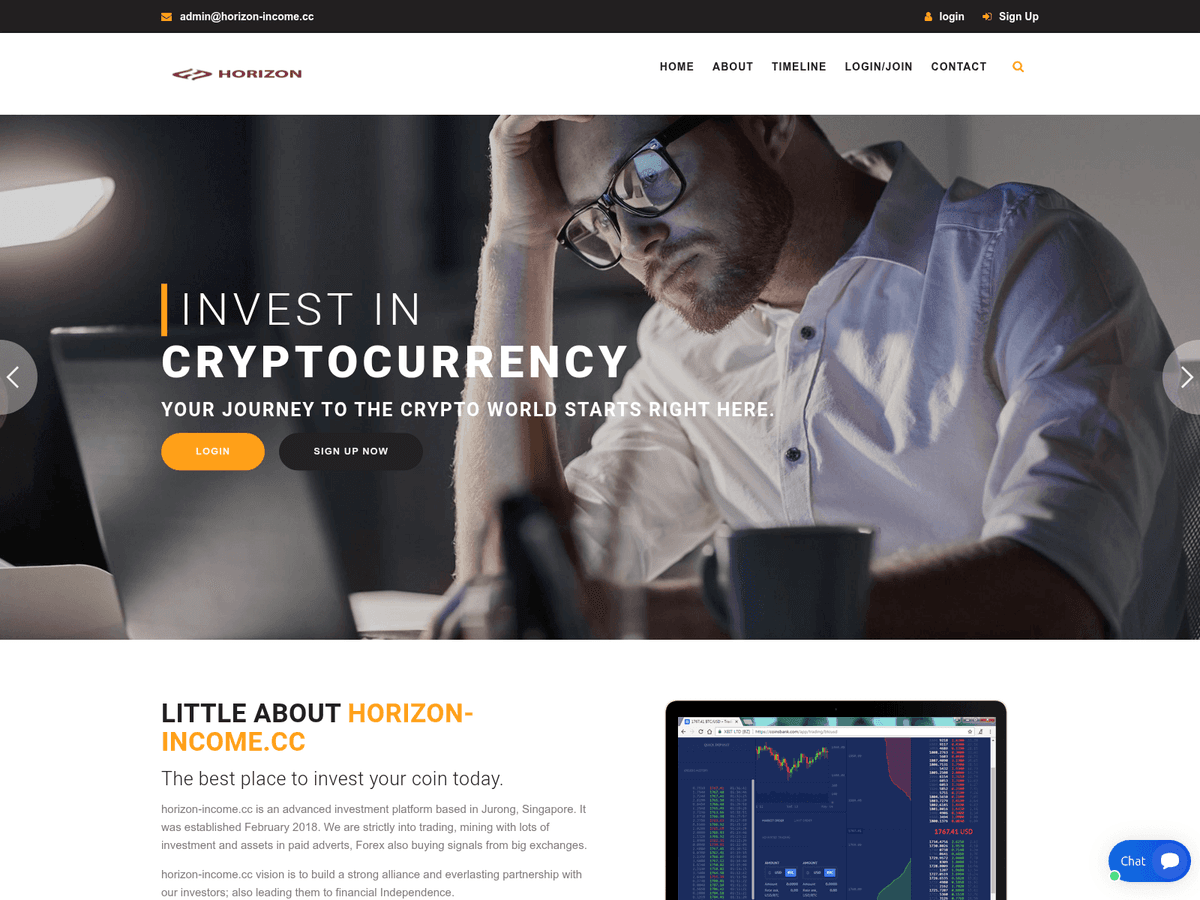 Screenshot der Webseite Horizon Income (horizon-income.cc)