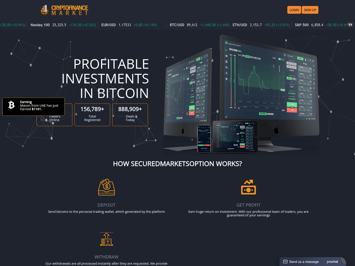 Screenshot von Securedmarketsoption