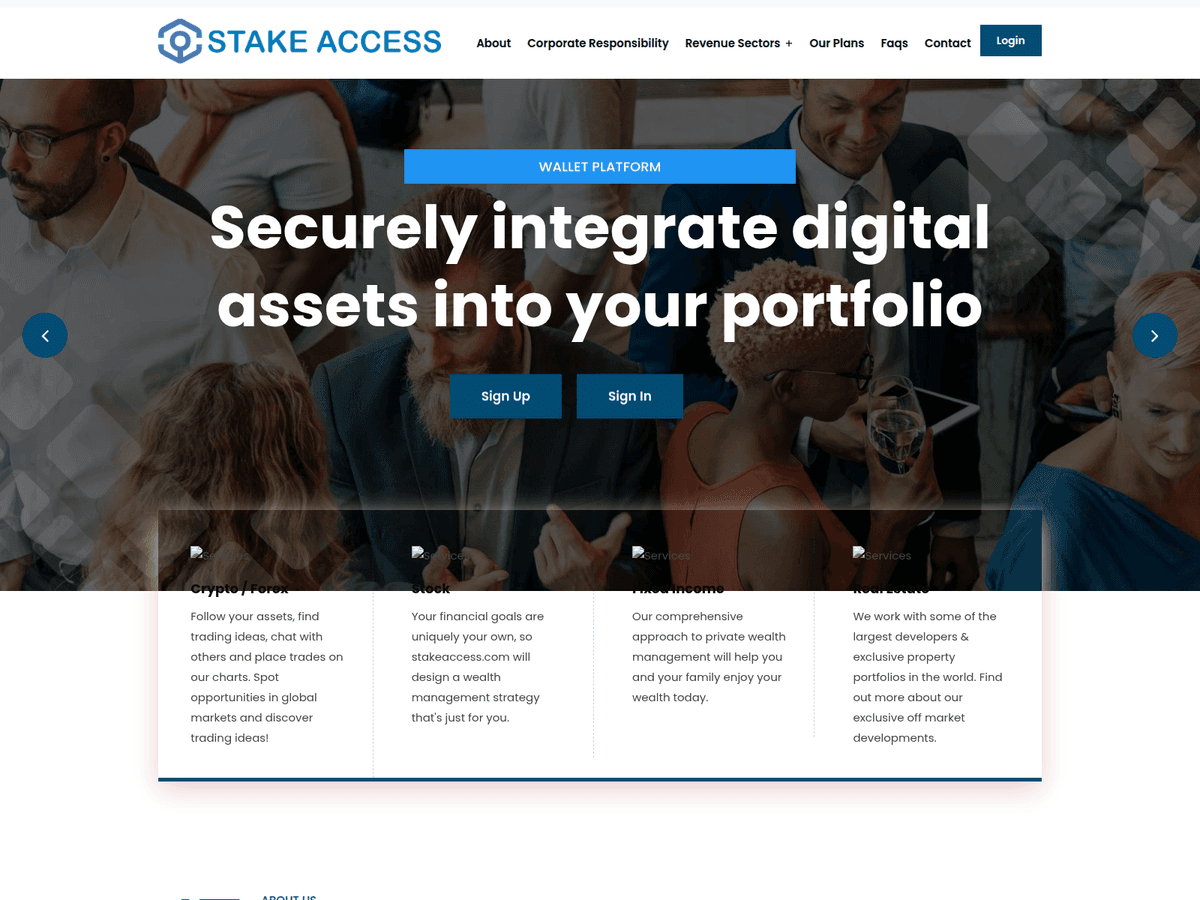 Screenshot von Stakeaccess