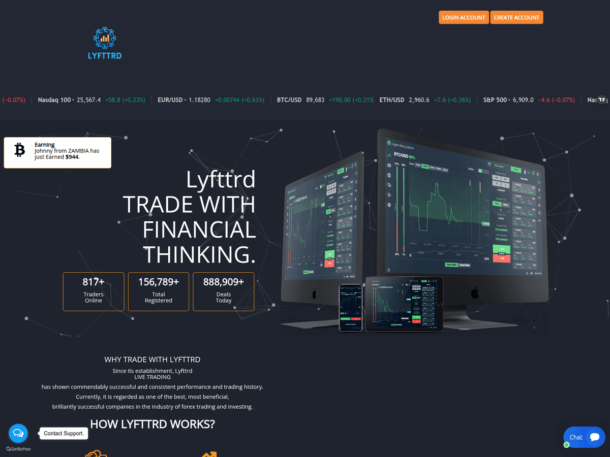 Screenshot der Webseite Lyfttrd (lyfttrd.live)