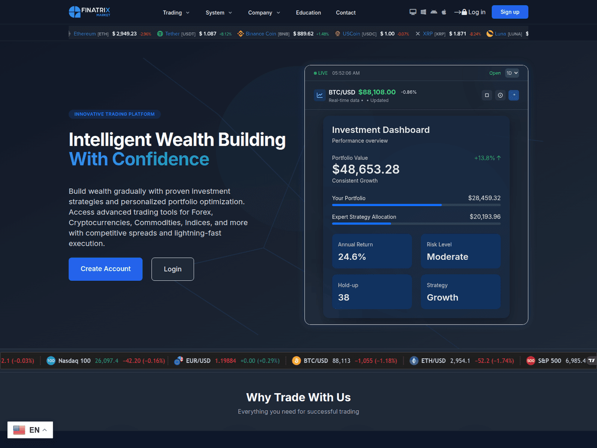 Screenshot von Finatrixmarket