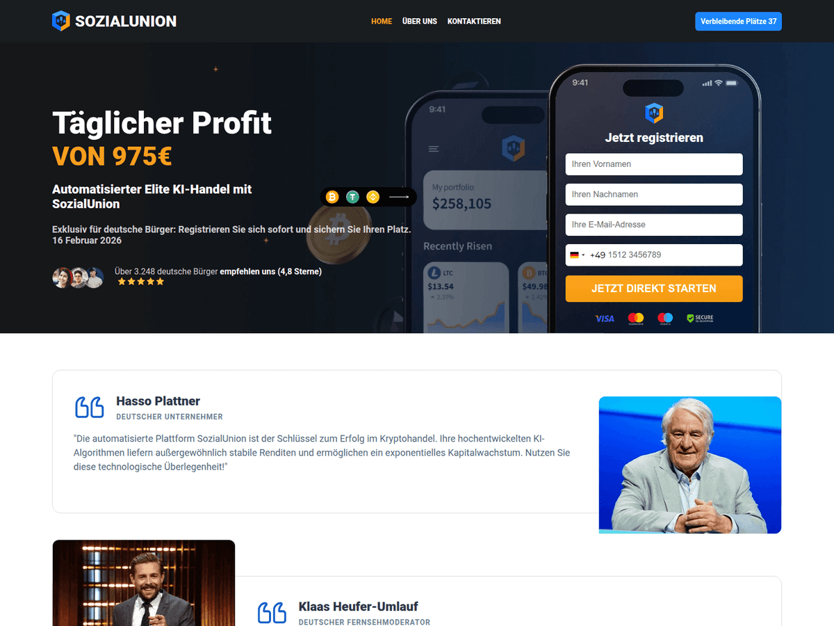 Screenshot der Webseite Sozialunion (sozialunion.net)