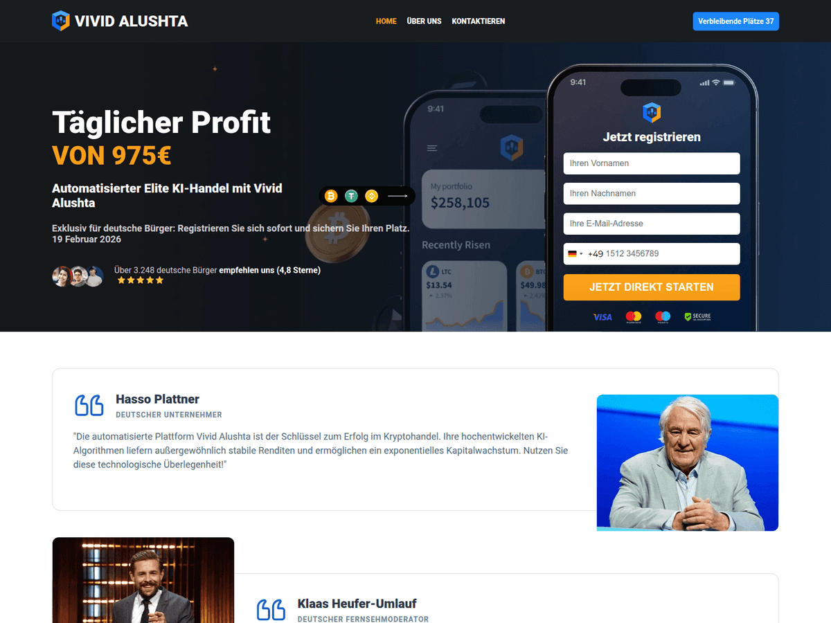 Screenshot der Webseite Vividalushta (vividalushta.net)