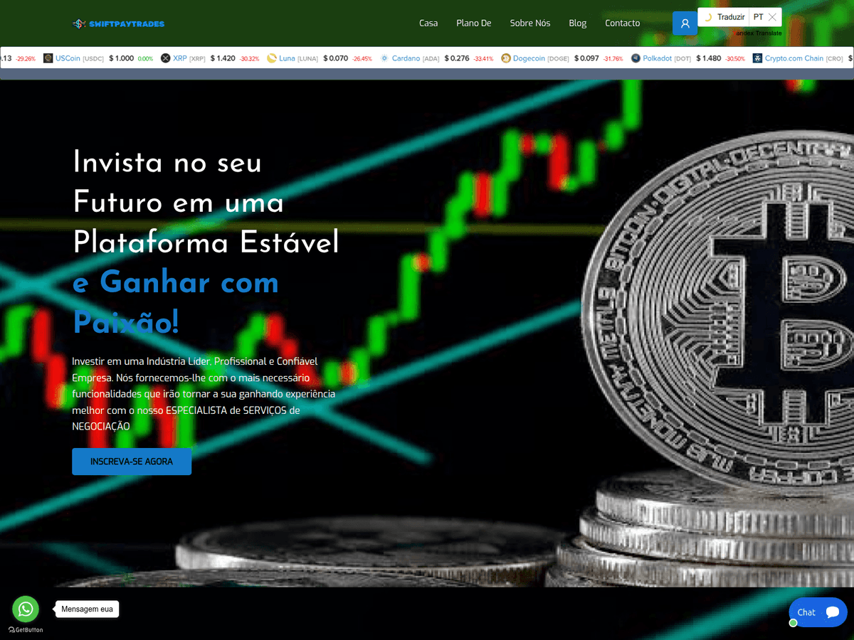 Screenshot der Webseite Tradxx (swiftpay.tradxx.online)