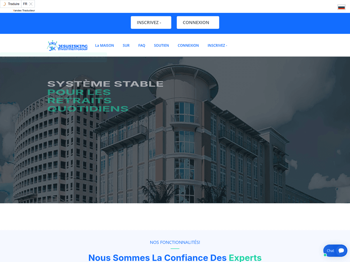 Screenshot der Webseite Jesusiskinginvestmentgroup (jesusiskinginvestmentgroup.com)