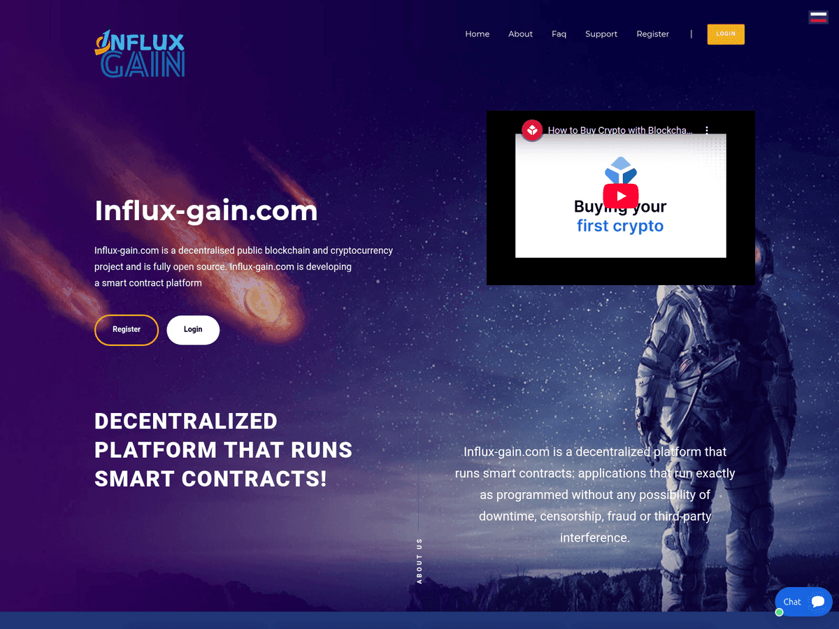 Screenshot der Webseite Influx Gain (influx-gain.com)