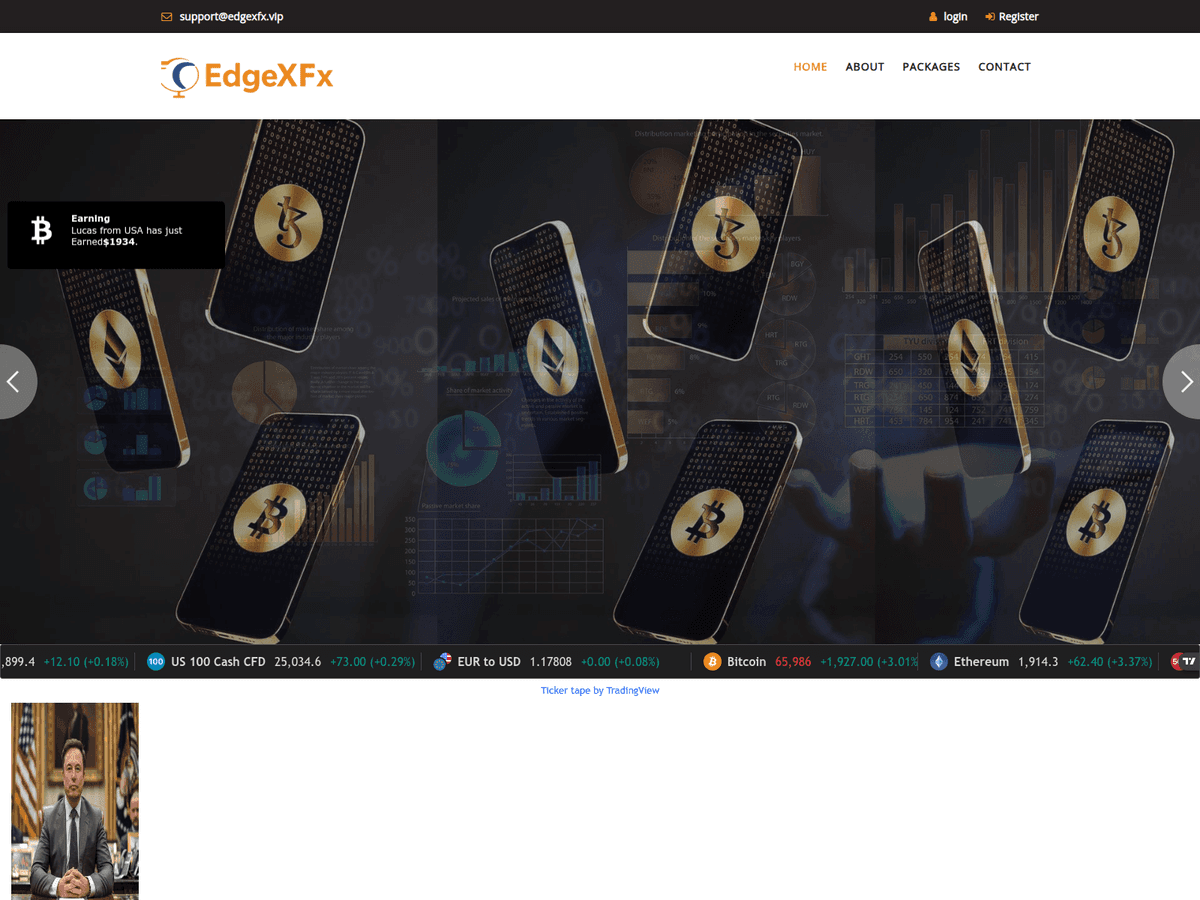 Screenshot der Webseite Edgexfx (edgexfx.vip)