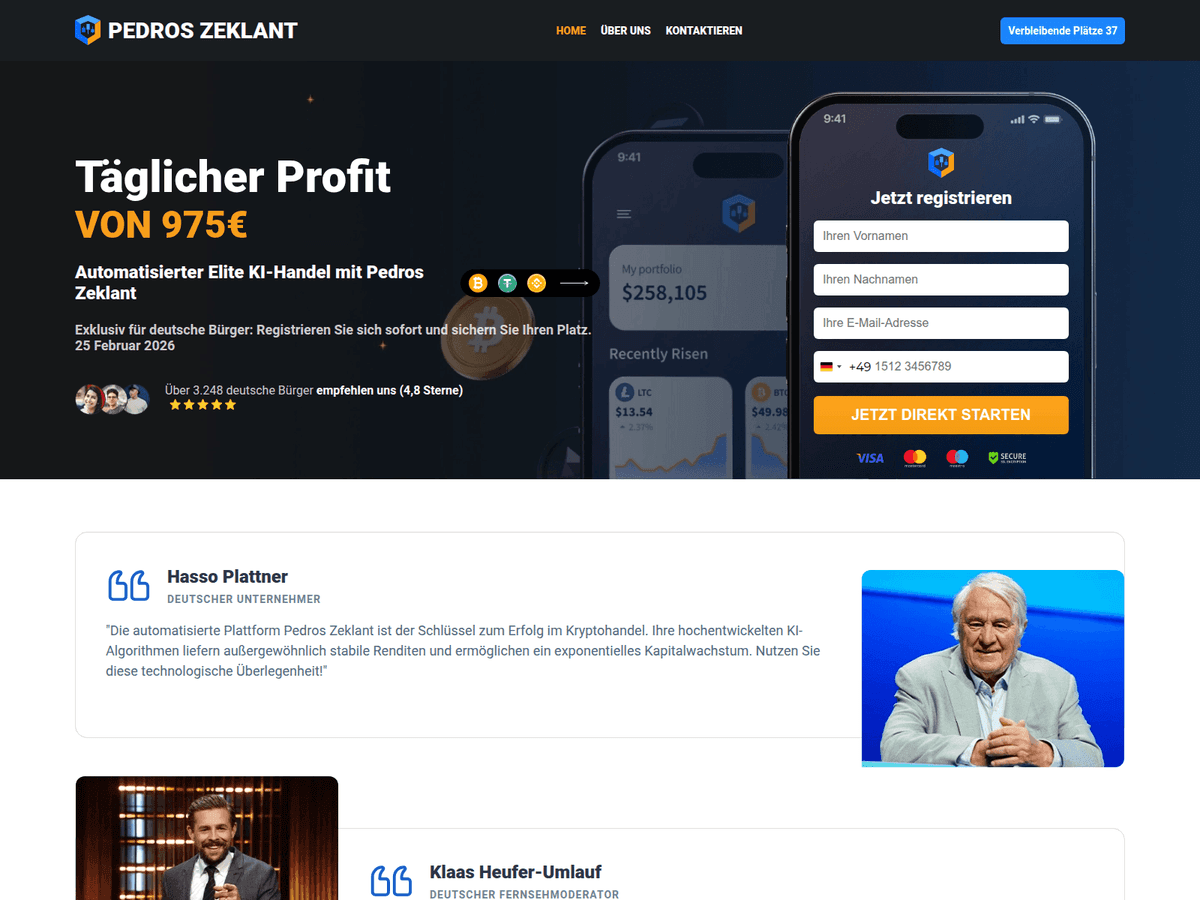 Screenshot der Webseite Pedroszeklant (pedroszeklant.net)