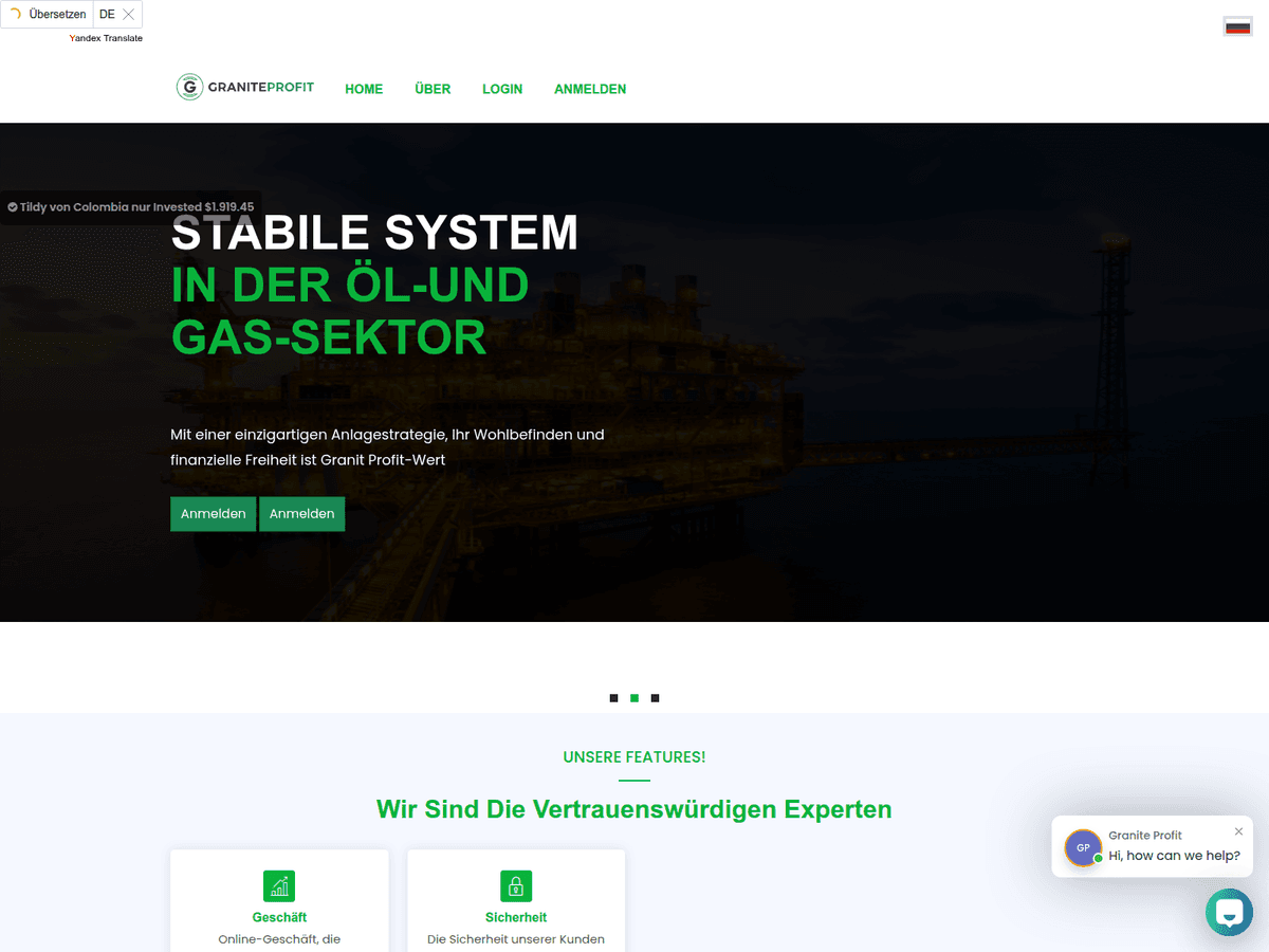 Screenshot von Graniteprofits