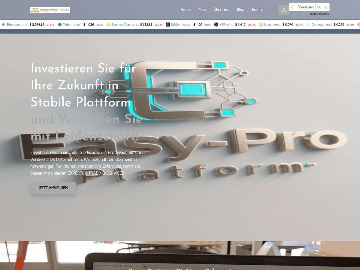 Screenshot der Webseite Megaprimemarket (megaprimemarket.live)