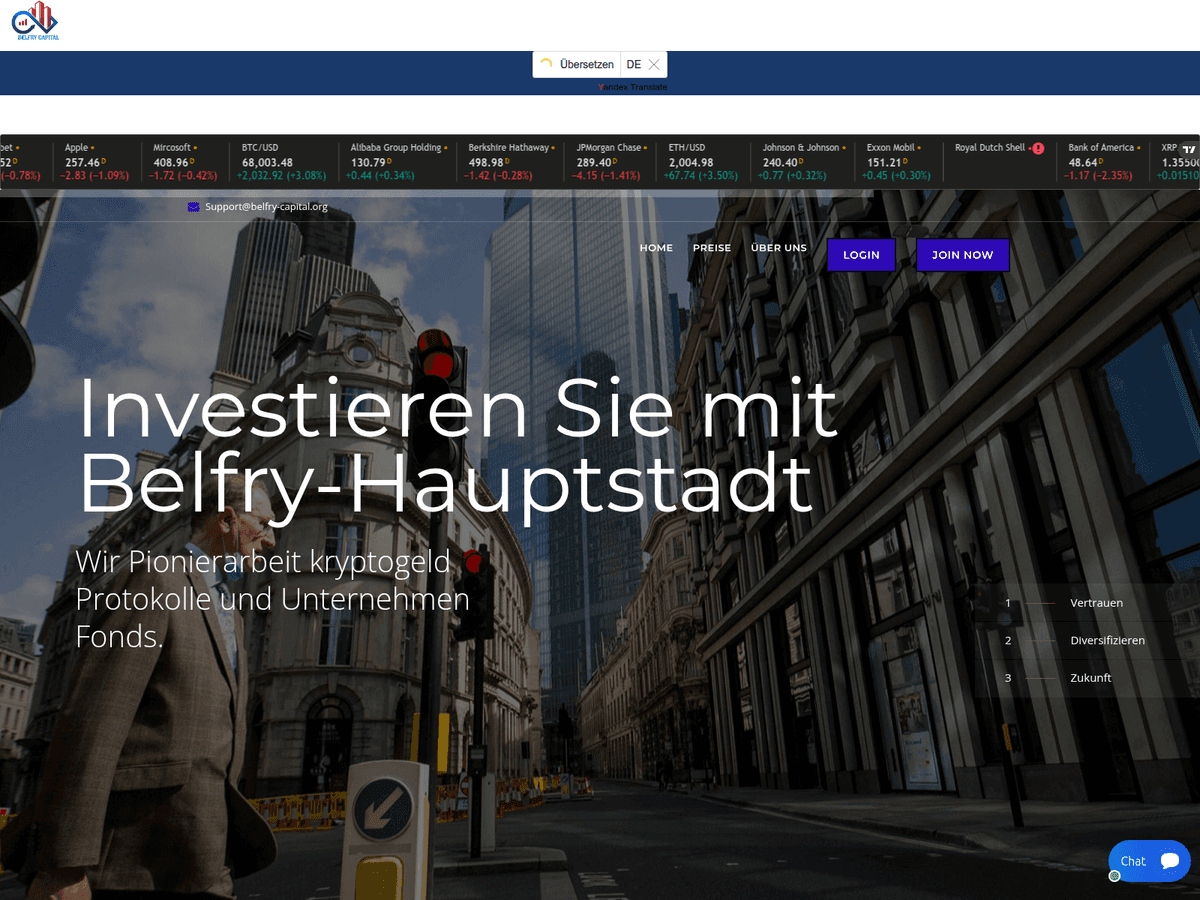 Screenshot von Belfry Capital