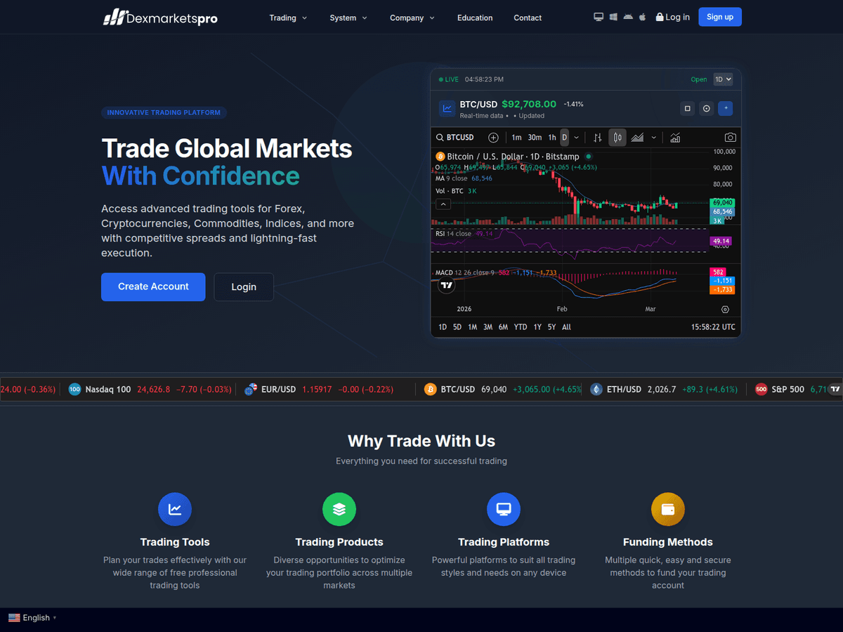 Screenshot von Dexmarketspro