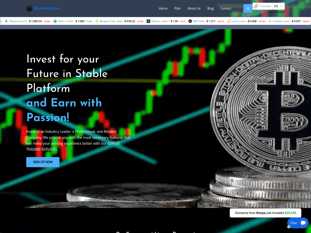 Screenshot von Ethicalmarketoption