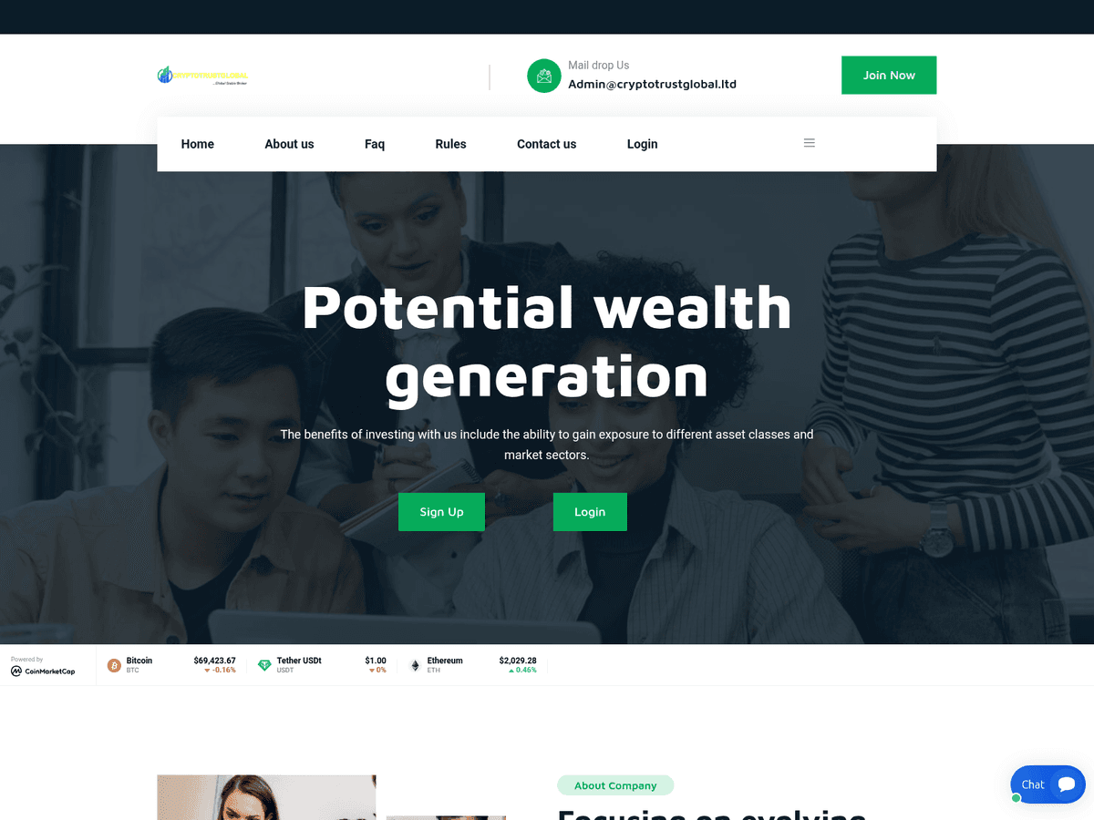 Screenshot von Cryptotrustglobal