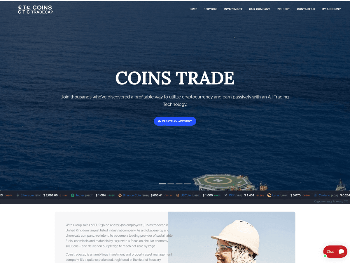 Screenshot von Coinstradecap
